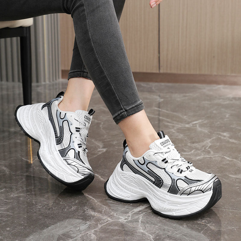 Damen Chunky Sneakers mit dämpfender Laufsohle und modischem Design EB