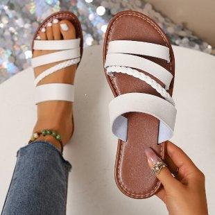 Damen Komfortable Riemchen-Sandalen mit geflochtenem Design EB
