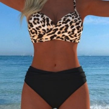 Damen Bikini-Set mit gepolstertem Oberteil und hohem Taillenschnitt EB