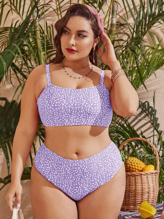Damen Hochgeschnittener Bikini mit verspieltem Punktedesign EB
