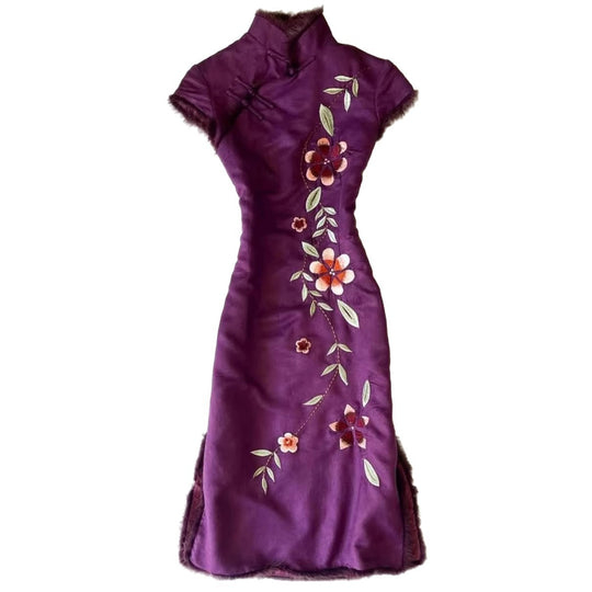 Damen Elegant besticktes Chiffon-Kleid EB