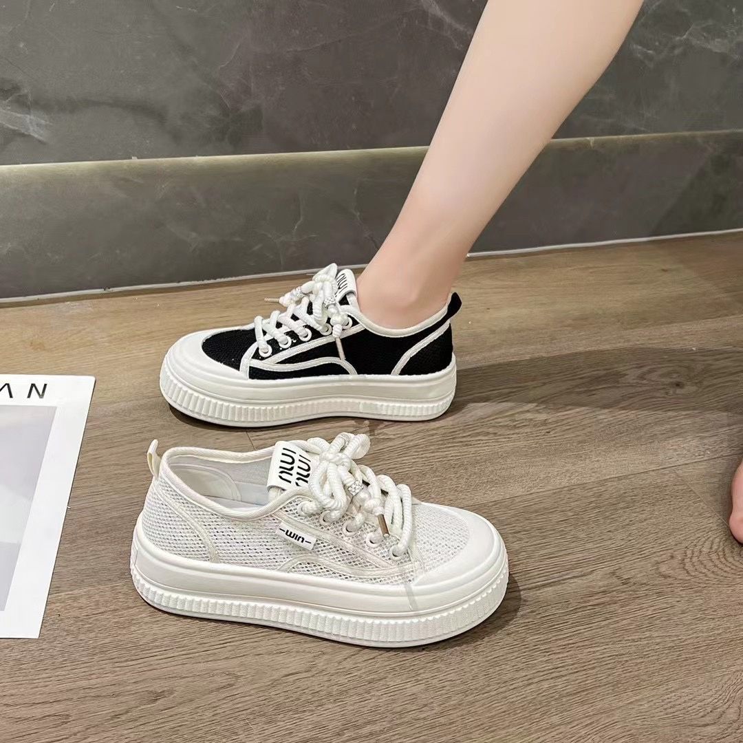 Damen Plateau Sneakers mit elegantem Design und atmungsaktiver Mesh-Oberfläche EB