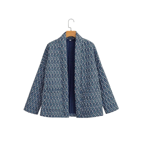 Damen Kimono-Jacke mit elegantem Muster und lockerer Passform EB