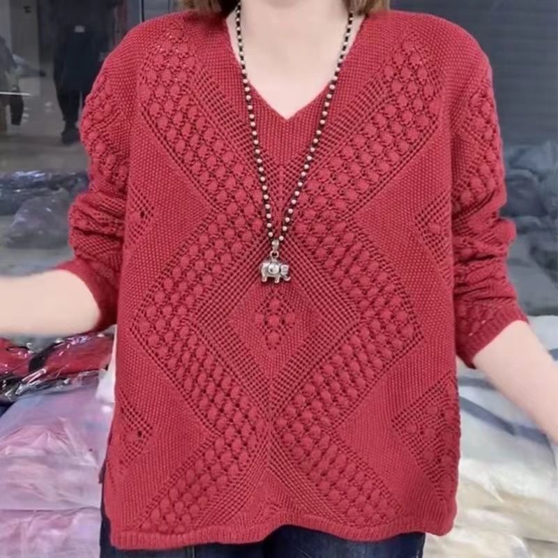 Damen Pullover mit V-Ausschnitt und modernem Strukturmuster EB