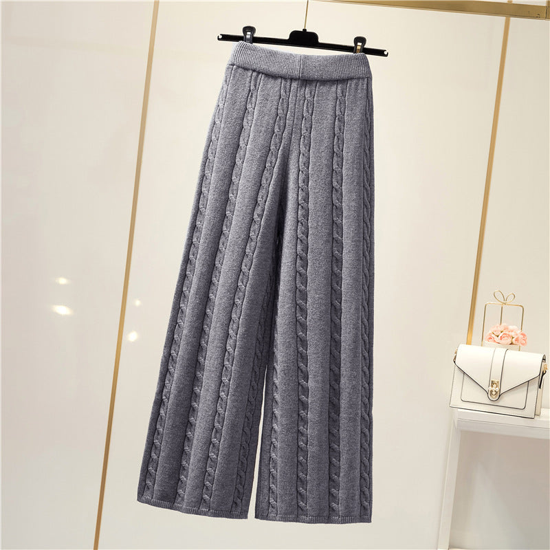 Damen Strickweite Palazzo-Hose mit Zopfmuster EB