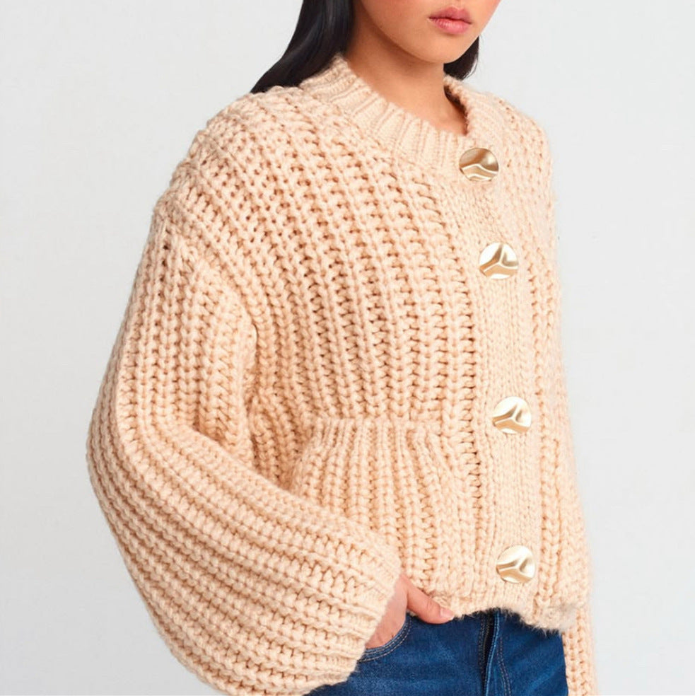 Damen Grobstrick-Pullover mit Taschen und Oversize-Silhouette EB