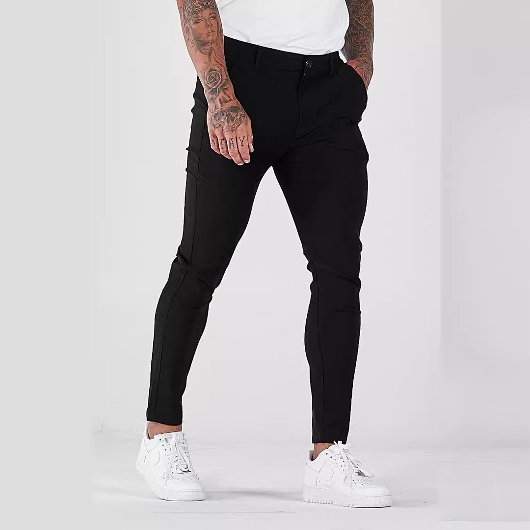Herren eng anliegende Chinohose mit elastischem Bund und stylishem Design EB