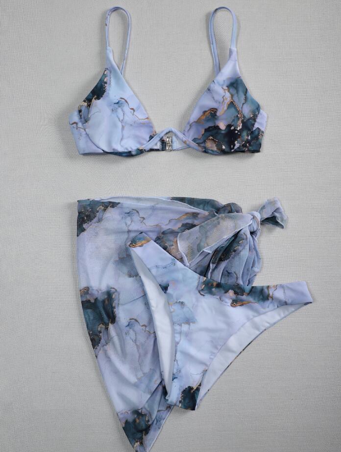 Damen Triangel-Bikini-Set mit Übergroßem Wickelrock EB