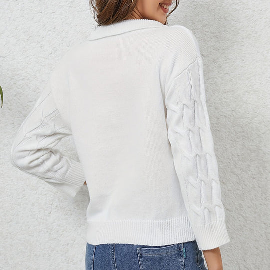 Damen Strickpullover mit modischem Zopfmuster EB