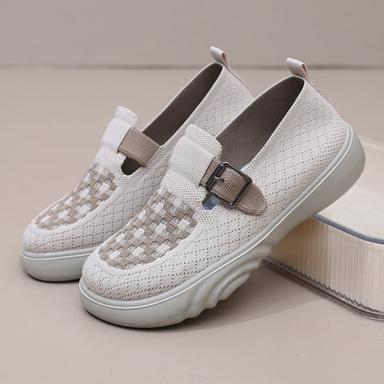 Damen Komfortable Slip-On Freizeitschuhe mit modischem Riemen EB