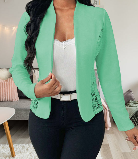 Damen elegante Blazerjacke mit Spitzenakzenten EB