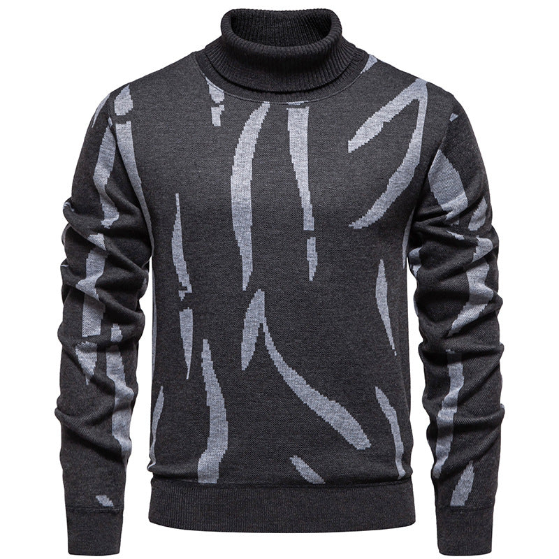 Herren modischer Pullover mit Stehkragen und einzigartigem Muster EB