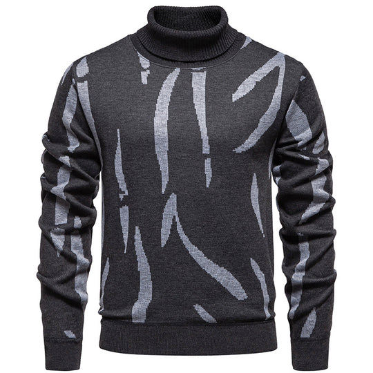 Herren modischer Pullover mit Stehkragen und einzigartigem Muster EB