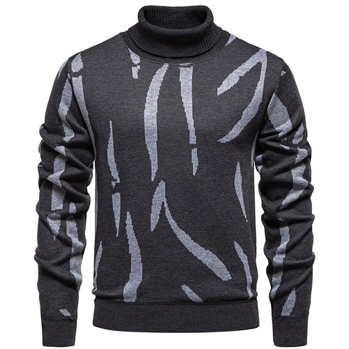 Herren modischer Pullover mit Stehkragen und einzigartigem Muster EB