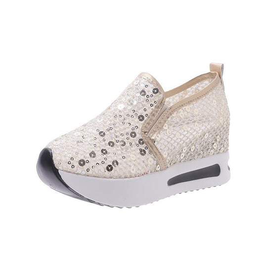 Damen Wedge-Sneaker mit glitzerndem Obermaterial und komfortabler Sohle EB