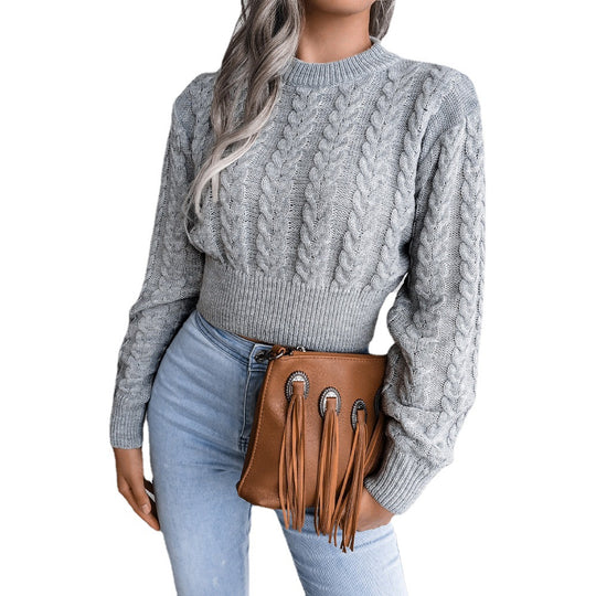 Damen Grobstrickpullover mit modernem Zopfdesign und Bündchen EB