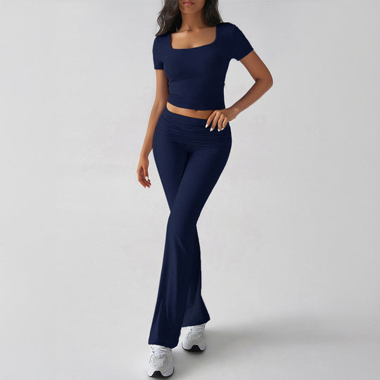 Damen Sportliches Oberteil mit hohen Taillenleggings aktivem Set EB