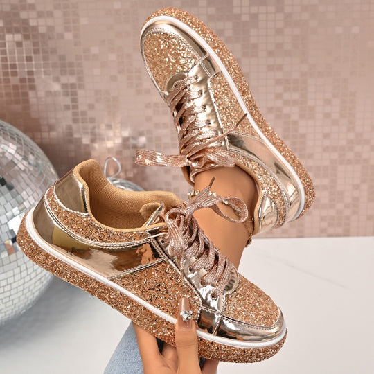 Damen Glitzernde Sneakers mit atmungsaktivem Innenfutter EB