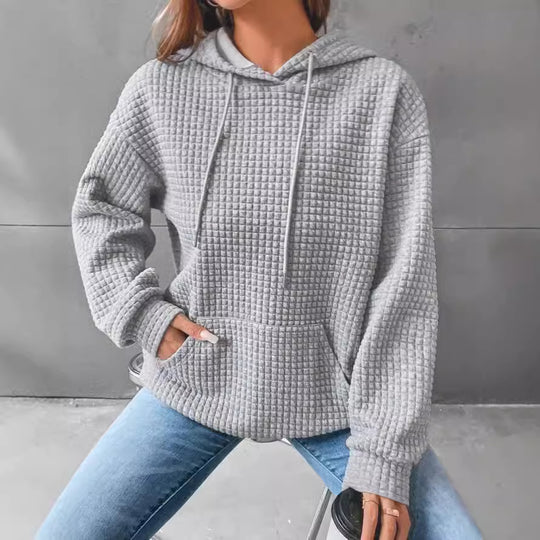Damen stylischer Kapuzenpullover mit strukturiertem Stoff EB