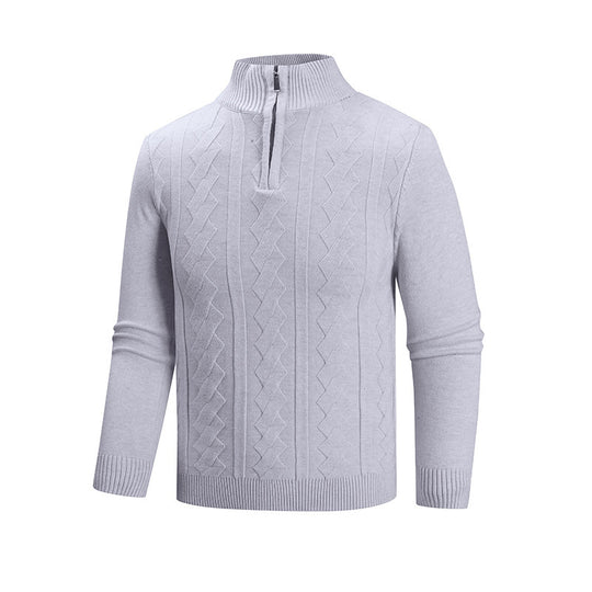Herren modischer Strickpullover mit hohem Kragen und strukturiertem Design EB