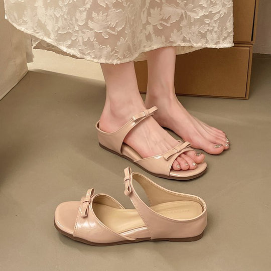 Damen elegante Slingback-Sandalen mit zierlichem Schleifenakzent EB