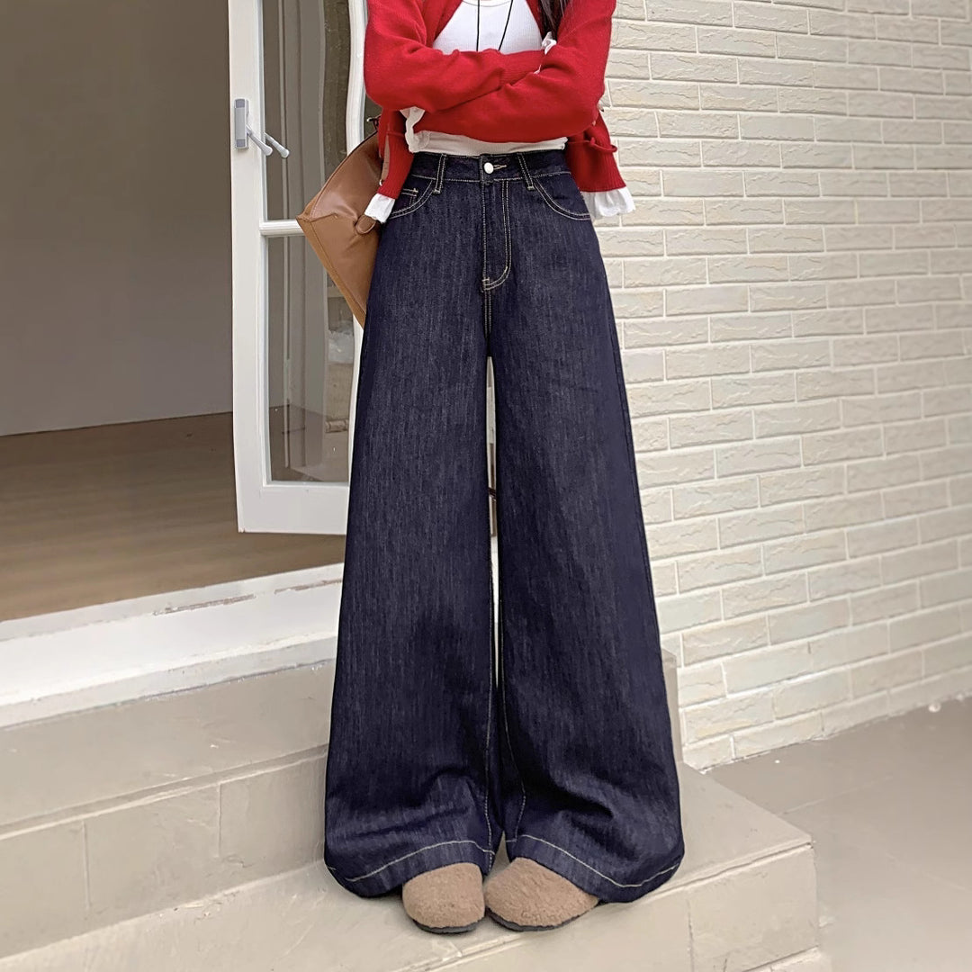 Damen Weite Denim-Hosen im modernen Schnitt mit hohem Bund EB