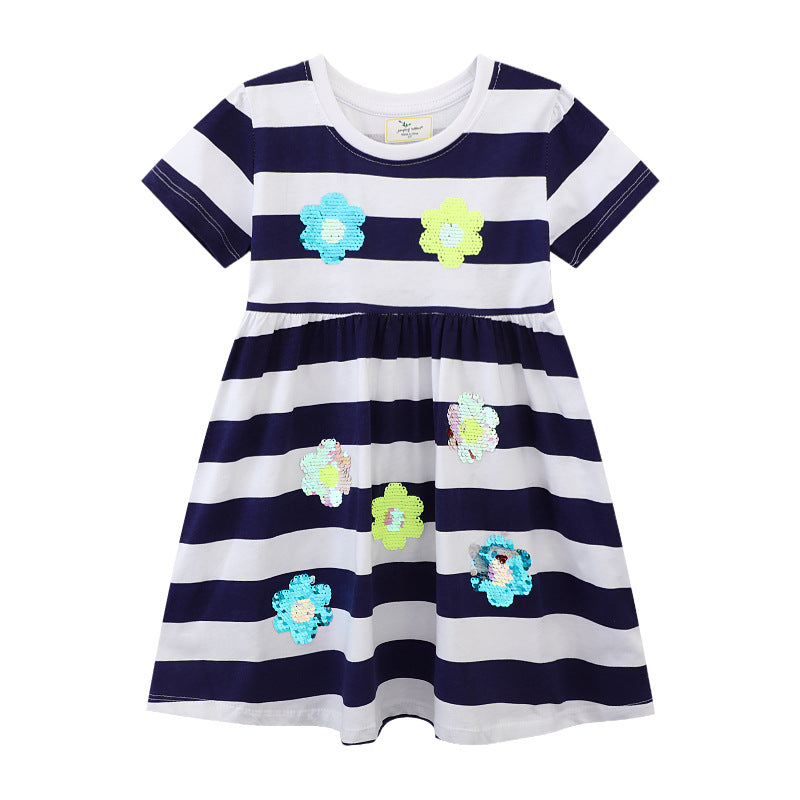 Mädchen Freizeitleichtes gestreiftes Kleid EB