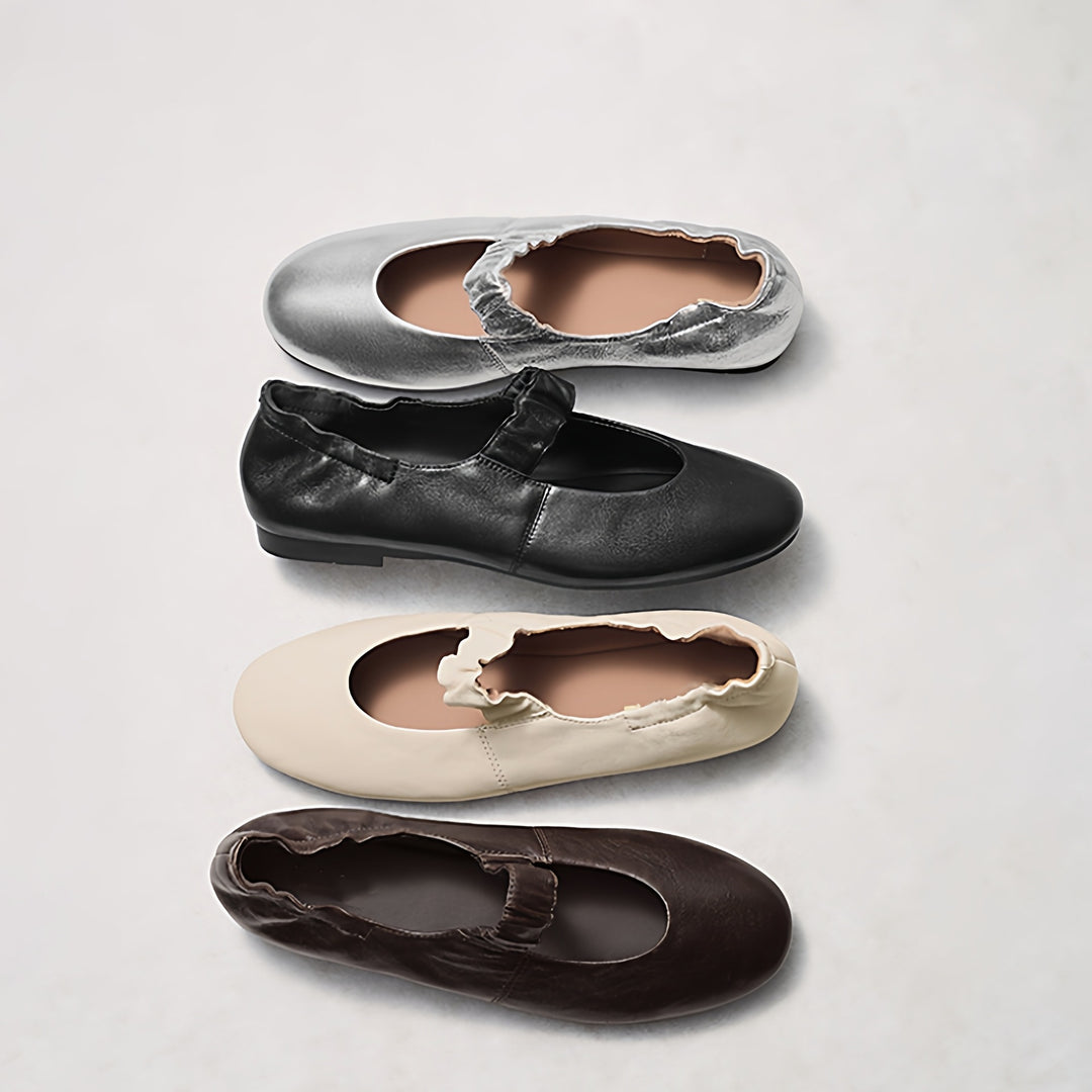 Damen Ballerinas mit elastischem Riemen und weichem Innenfutter EB