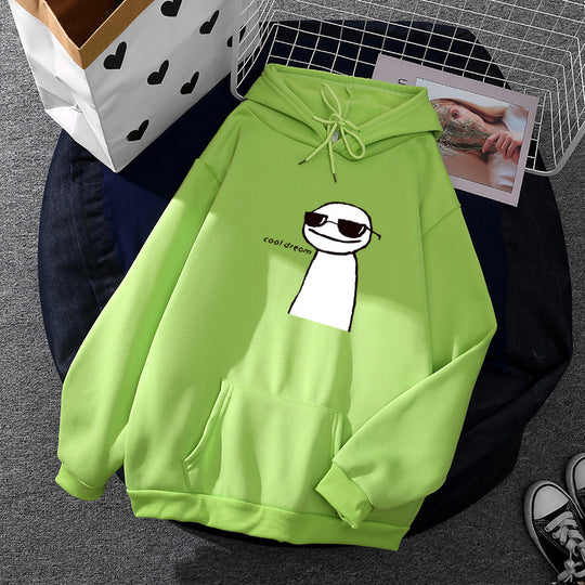Damen nan übergroßer Kapuzenpullover mit Kängurutasche und humorvollem Comicprint EB
