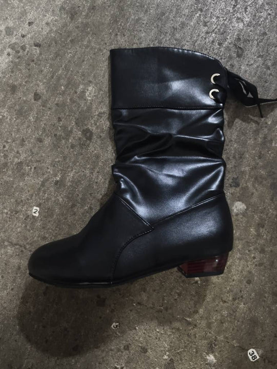 Damen hohe Stiefeletten mit modischem Schlupfdesign und verspieltem Riemchen EB