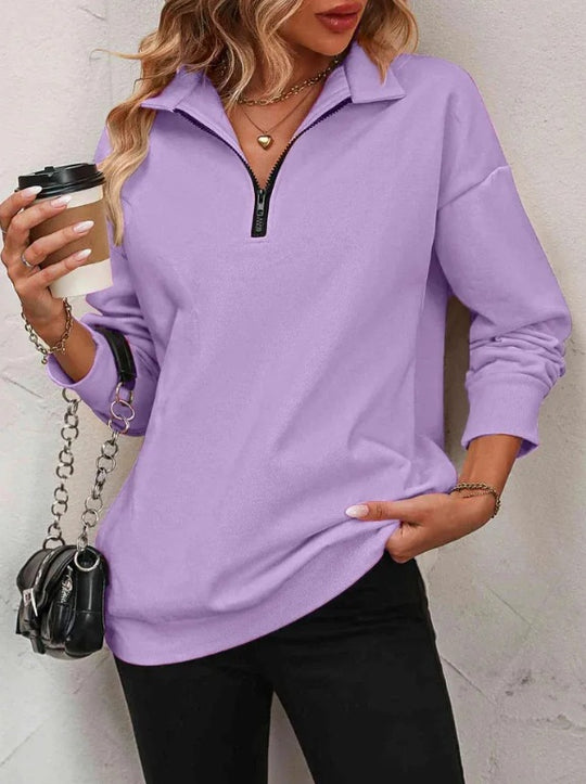 Damen Sweatshirt mit praktischer Reißverschlussöffnung und lässigem Schnitt EB