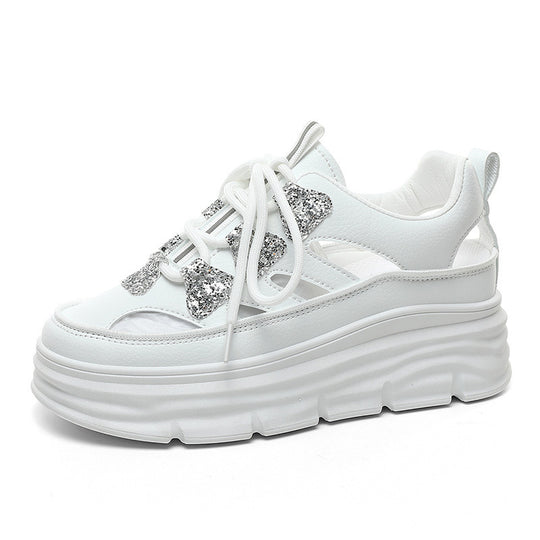 Damen Sportliche Plateau-Sneakers mit funkelnden Akzenten und trendigem Design EB