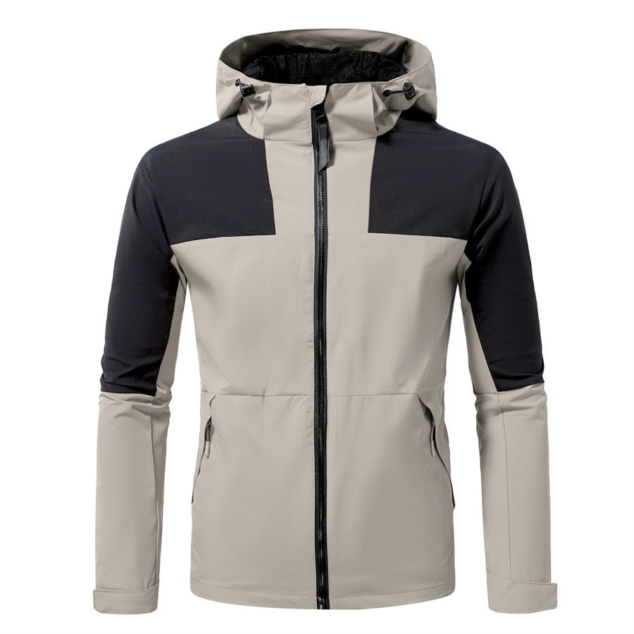 Herren funktionale Outdoor-Jacke mit verstellbarem Kapuzenbereich EB