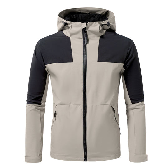 Herren funktionale Outdoor-Jacke mit verstellbarem Kapuzenbereich EB