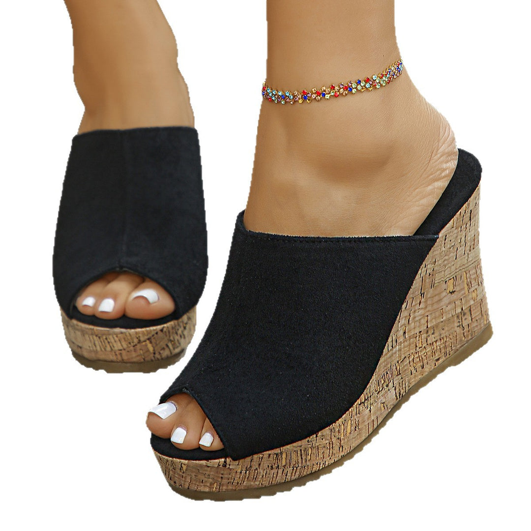 Damen Wedge-Pantoletten mit modischem Kork-Design und weichem Obermaterial EB