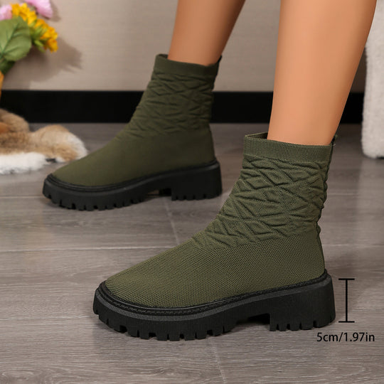 Damen Modische Stiefeletten mit strukturiertem Obermaterial und rutschfester Sohle EB