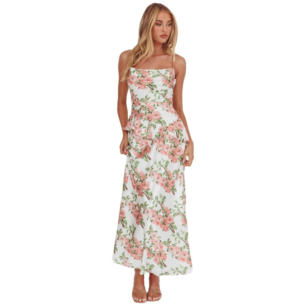 Damen Elegantes Peplum-Kleid mit floralem Design EB