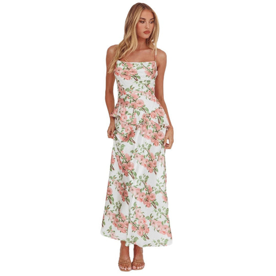 Damen Elegantes Peplum-Kleid mit floralem Design EB