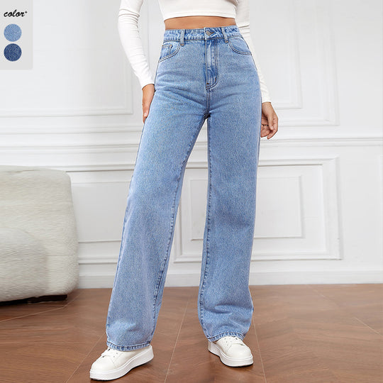 Damen Hoch geschnittene weite Jeans im Vintage-Stil EB