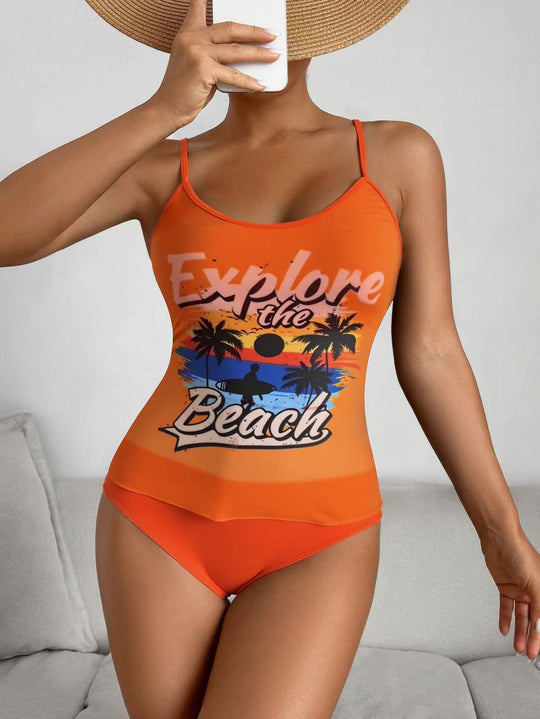Damen Einteiliger Badeanzug mit trendigem Grafikdesign EB