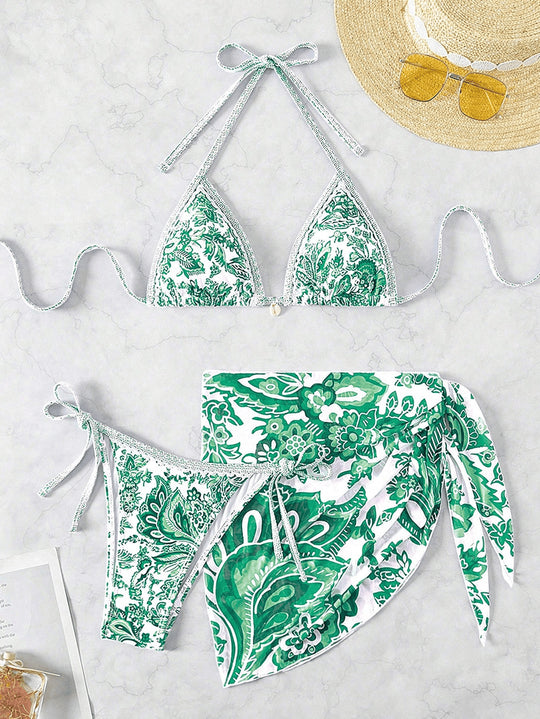 Damen Triangel-Bikini-Set mit voluminösen Rüschen EB