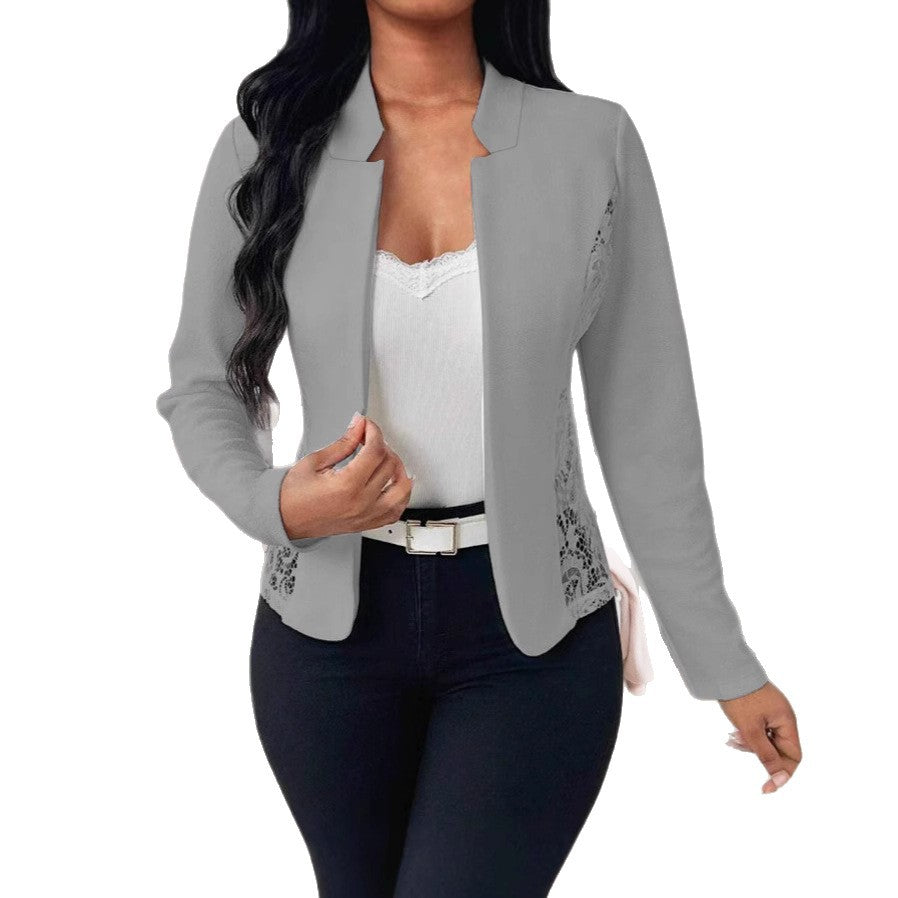 Damen Elegante Blazerjacke mit feinen Häkelverzierungen EB