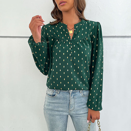 Damen elegante Bluse mit geschlagenen Ärmel EB