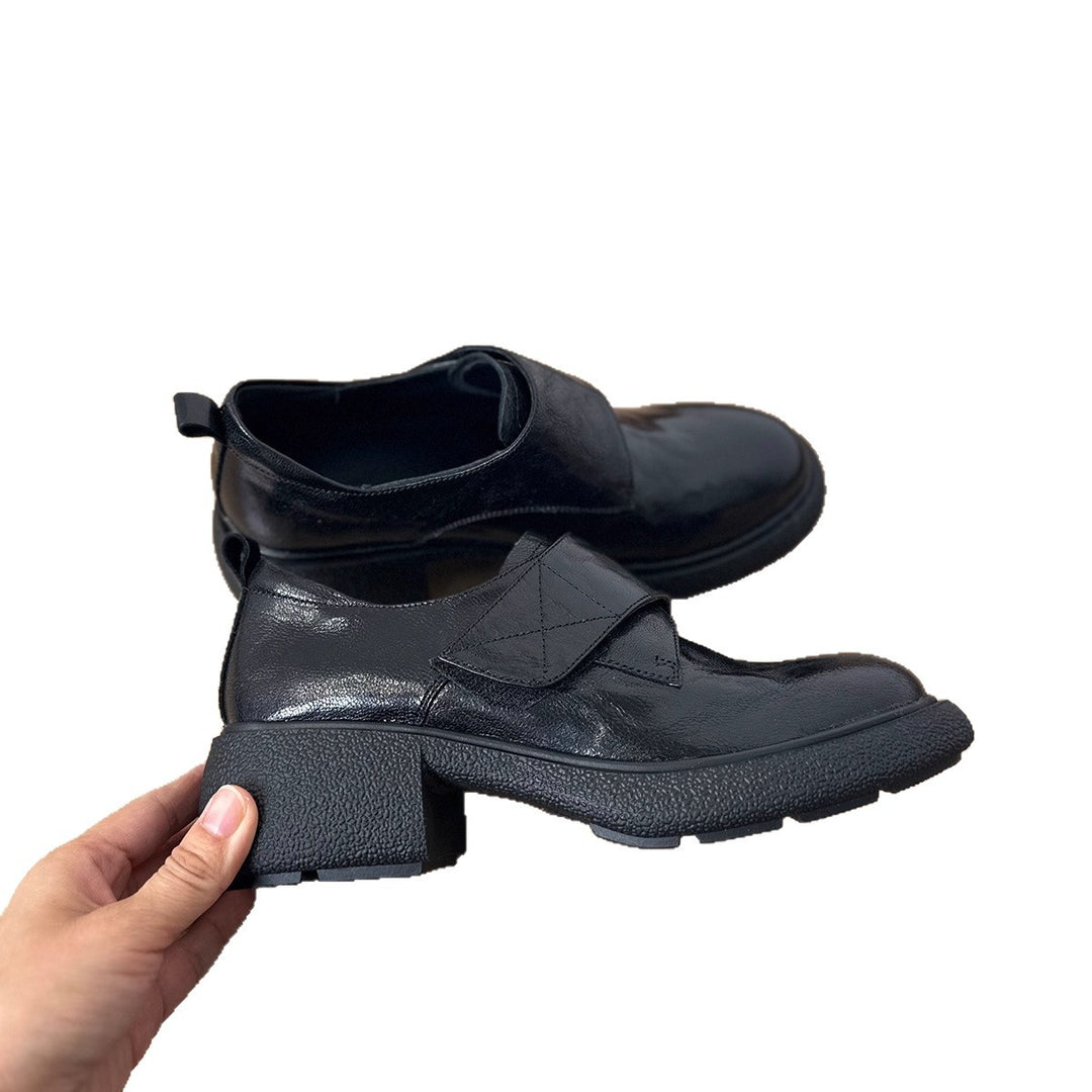 Damen modische Halbschuhe mit verstellbarem Klettverschluss und robustem Blockabsatz EB
