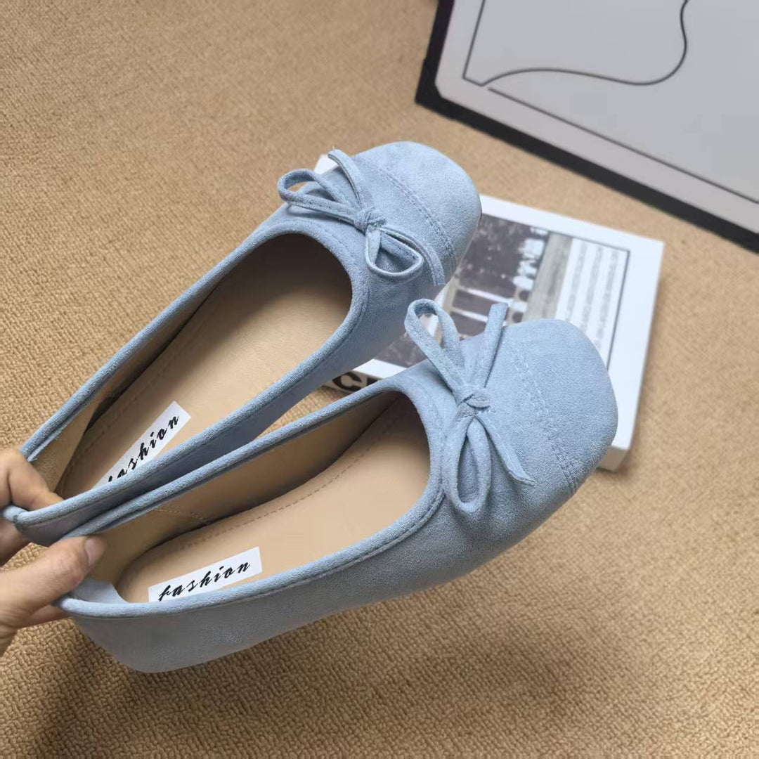 Damen Ballerinas mit elegantem Glanz und verspieltem Schleifendetail EB