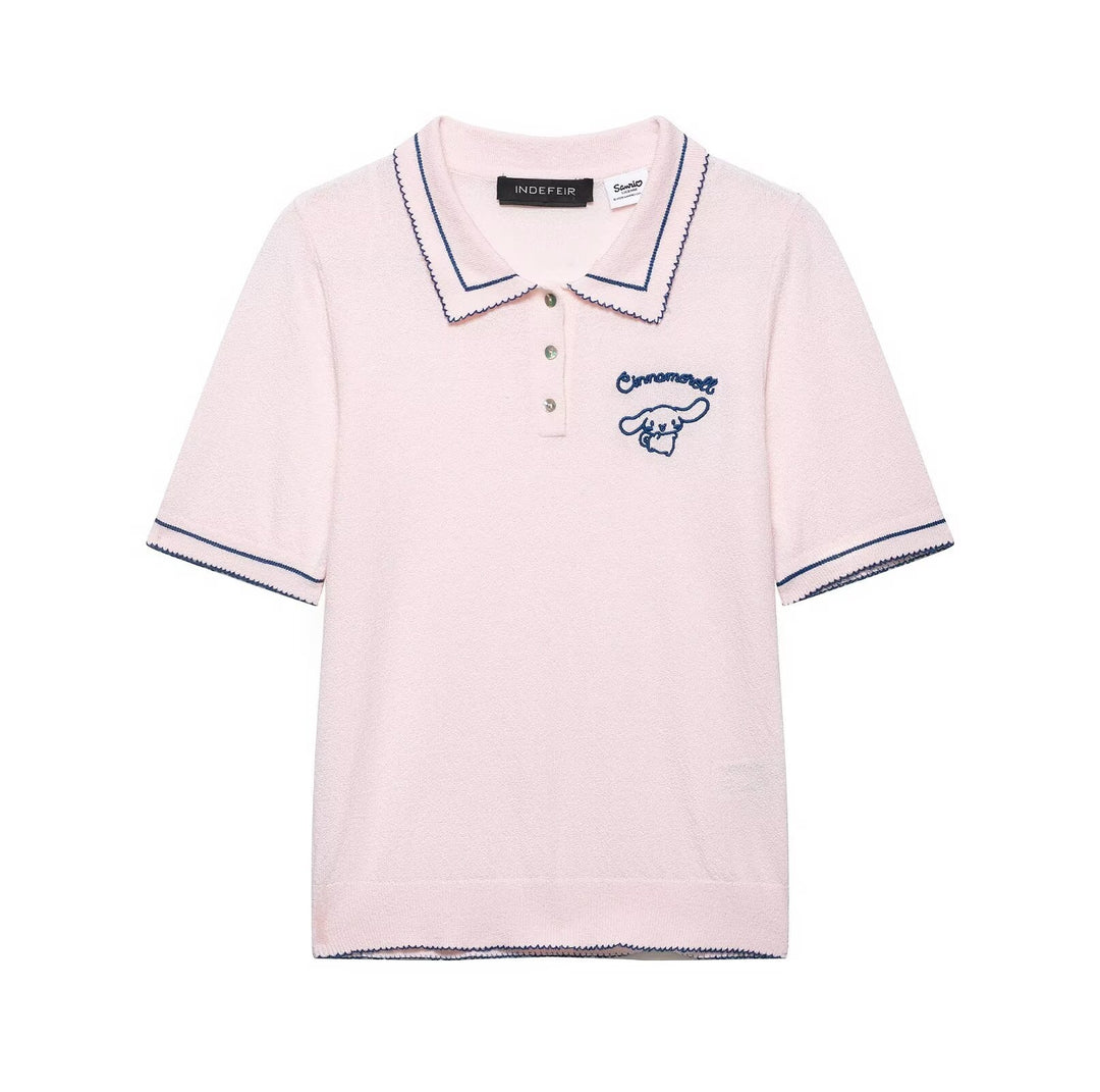Damen Polo-Shirt mit feiner Struktur und gesticktem Motiv EB