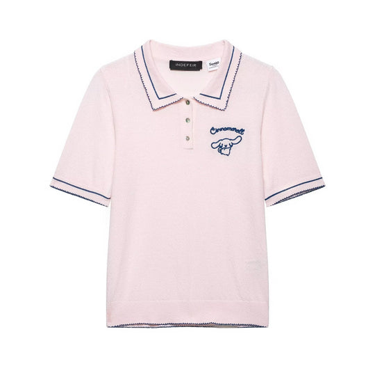 Damen Polo-Shirt mit feiner Struktur und gesticktem Motiv EB