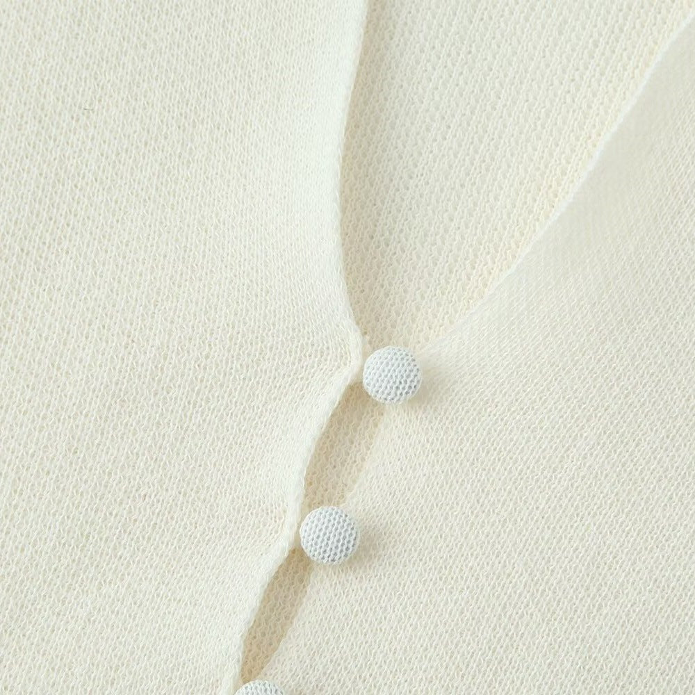 Damen plissiertes Midi-Kleid mit eleganter Knopfleiste und V-Ausschnitt EB