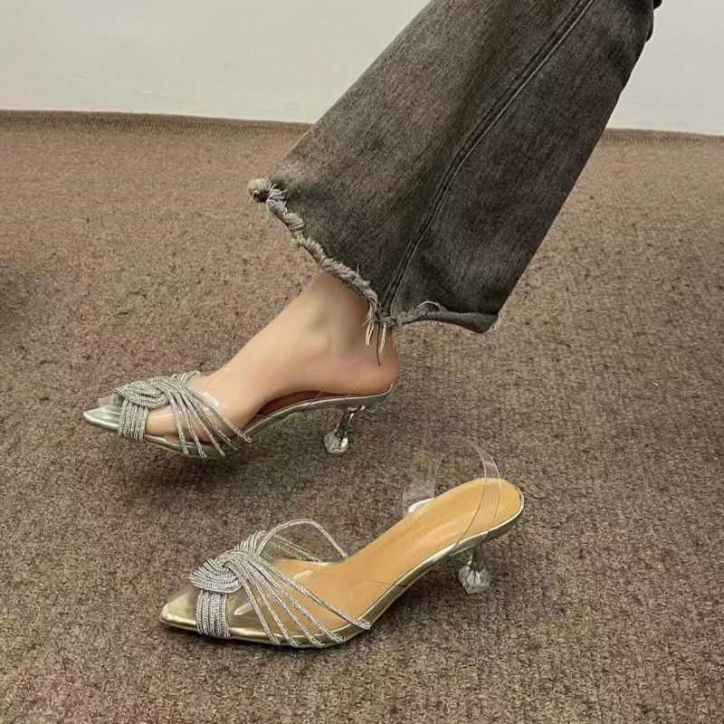Damen elegante Mules mit verzweigten Riemen EB