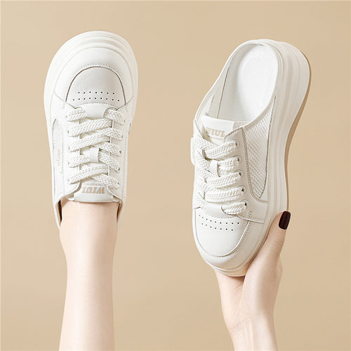 Damen Bequeme Plateau-Sneaker mit atmungsaktiver Mesh-Oberfläche EB